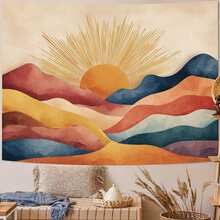 波西米亚曼陀罗日出挂毯，现代布艺挂毯海报，卧室美学墙饰，房间旗帜，房间装饰，挂毯，墙饰，墙面艺术，家居装饰，房间用品，房间旗帜，挂毯 - 1PC - 查看 2