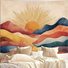 波西米亚曼陀罗日出挂毯，现代布艺挂毯海报，卧室美学墙饰，房间旗帜，房间装饰，挂毯，墙饰，墙面艺术，家居装饰，房间用品，房间旗帜，挂毯 - 1PC - 查看 8