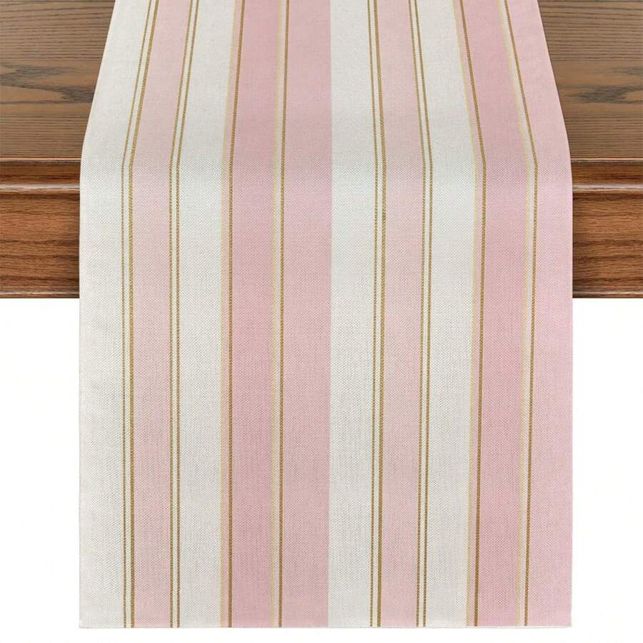 1pc Vibrant Striped Table Runner, Textured Rectangular Tablecloth, Suitable For Dining Table, Coffee Table, Home Decor - Durable Kitchen And Dining Room Decoration, Table Decor - Multicolor - View 1