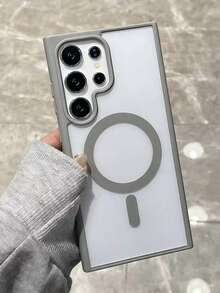 Compatible With Samsung Galaxy A56, A36, A26, A16, S25FE, A17 Phone Cases, Strong Magnetic Adsorption Ultra-Thin Anti-Fall Protective Case, S25 Ultra, S24 Ultra, S26 Ultra Transparent Hard Back Cover - Grey - View 2