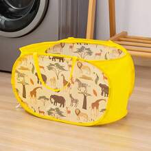 1pc Foldable Toy Storage Basket - Collapsible Plush Animal Storage Box, Lightweight Toy Chest Saving Space, Suitable For Babies, Kids, Nursery, Living Room - Animal Print - Multicolor - View 10