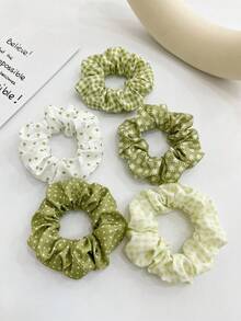5 chiếc dây buộc tóc nữ 9cm/3.54in họa tiết chấm bi, kẻ caro, hoa lá, thời trang, đa năng, cao cấp, thanh lịch, tối giản, màu trơn, phù hợp cho các hoạt động hàng ngày, thường ngày, dự tiệc, đi làm, đi biển, kỳ nghỉ, buộc tóc đuôi ngựa, búi tóc, rửa mặt, trang điểm, phụ kiện trang phục, phụ kiện tại nhà, phòng tập thể dục, phụ kiện tóc nữ, dây chun, phụ kiện tóc tại nhà, dây buộc tóc bằng cao su. - màu xanh lá - Xem 7