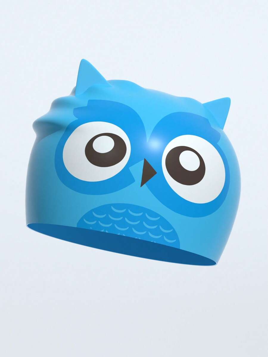 Cartoon Swimming Cap, Silicone Ear & Hair Protection Waterproof Swimming Cap For Boys & Girls - Blue - View 1