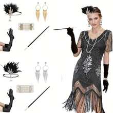Un set elegante de 5 piezas de accesorios vintage de los años 20, adecuado para varias ocasiones como fiestas de disfraces, fiestas de Halloween, fiestas de Navidad, etc. El tocado de plumas de los años 20 es un regalo ideal para madres, amantes, amigos, colegas y cualquier otra persona. - Multicolor - Ver 2