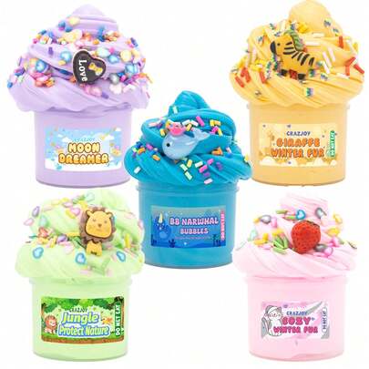 Animal Butter Fluffy Slime Kit - Stress Relief Squeezing Slime, Crystal Mud Stress Relief Toy, Bubble Gum Foam Toy Slime Set, Soft And Non-Sticky Crystal Clay, Girls Boys Birthday Party Gifts, Sensory Toys, Stress Relief Toys, Gifts, Super Soft And Non-Sticky, Birthday Gifts, Party Favors, Teens Stress Relief, Adult Stress Relief Toys, Children Slime Toys, Gifts For Classmates Family Friends, Holiday Party Gifts, Easter Gifts