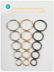 2pcs/Pack Metal Spring Snap Hooks, Open Rings Bag Hardware Accessories In Gold, Silver, Glossy Black, Keychain Pendant, Phone Lanyard Spring Rings - A - View 5