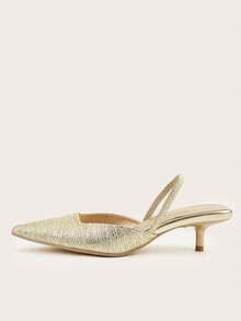 Women's Spring/Summer High Heel Polka Dot Pointed Toe New Pumps - Gold - View 2