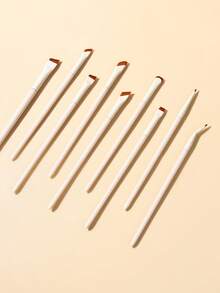 Bộ cọ kẻ lông mày chuyên nghiệp 1/3/7/9 món, cọ kẻ mắt hình lưỡi liềm màu trắng, cọ lông nylon, cọ trang điểm góc cạnh, cọ trang điểm góc cạnh chính xác, dụng cụ trang điểm dành cho nữ, bộ cọ trang điểm - Nhiều màu - Xem 5