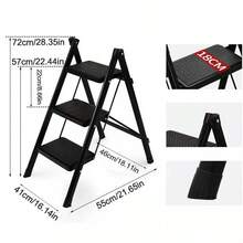 Portable 3 Step Ladder Lightweight Folding Step Stool Anti Slip Tread Black - 3 Step - View 5