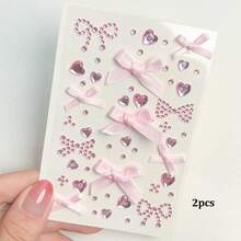 1个/2个蝴蝶结装饰眼妆贴纸，闪亮水晶丝绒蝴蝶结，适用于舞台、日常妆容、派对、演唱会妆容，面部装饰贴片 - 彩色 - 查看 15