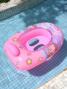 1pc Kids Swimming Pool Inflatable Floating Seat Chair, Cute Swim Ring Floats, Children Learning Swimming Pool Bath Tub Inflatable, First Day Of School - Multicolor - View 5
