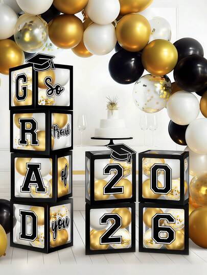 Đồ trang trí tốt nghiệp năm 2026, đồ trang trí tiệc tốt nghiệp, bộ cổng bóng bay tốt nghiệp, hộp có chữ "2026", thích hợp cho học sinh trung học cơ sở, trung học phổ thông, đại học và các dịp khác.
