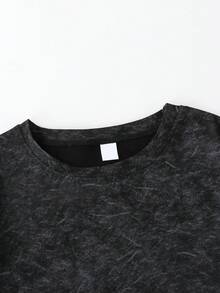 Áo thun hoạt hình màu xám bạc cho bé trai, họa tiết thỏ tai dài phong cách đường phố và graffiti cyberpunk, dáng rộng thoải mái, phù hợp cho học sinh, phong cách đường phố và mặc thường ngày. - màu đen - Xem 3