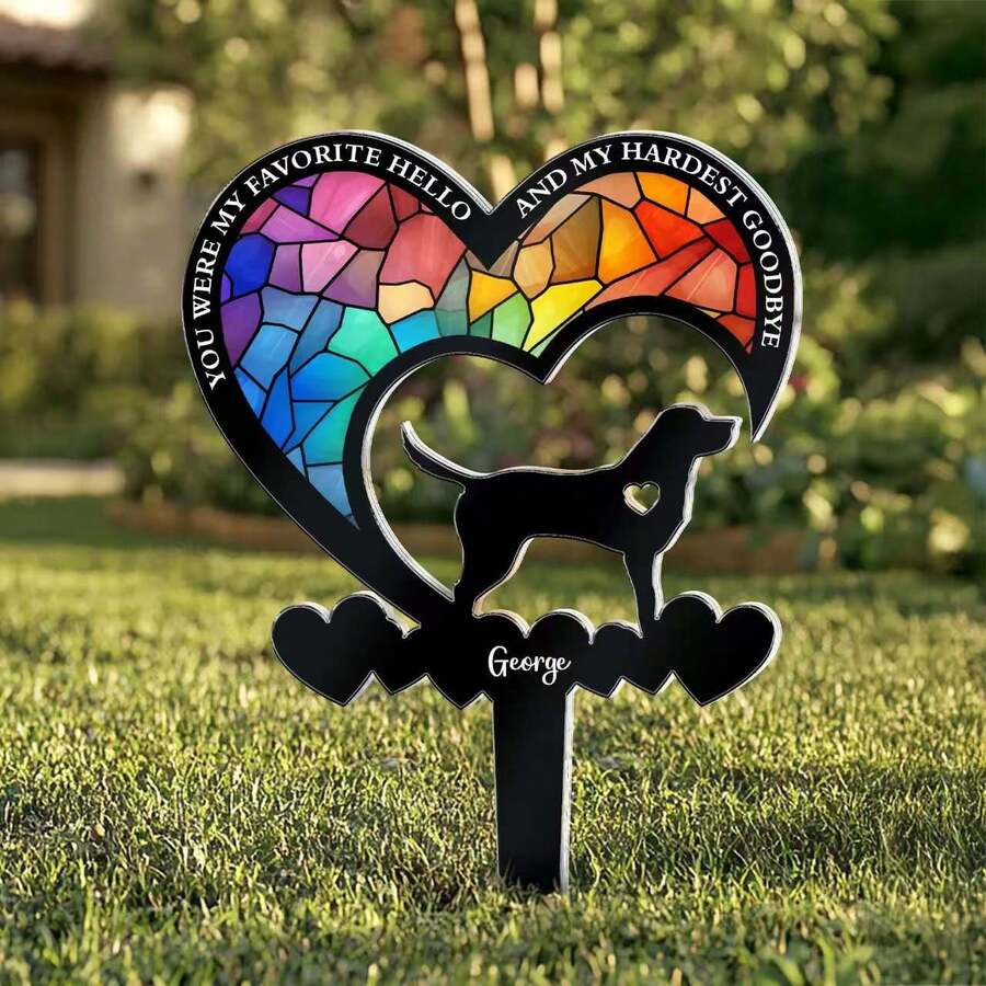 Personalized Pet Photo Acrylic Garden Stake Light Catcher, Gift For Pets - A - View 1