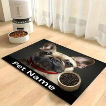 1pc Custom Photo & Name Pet Feeding Flannel Mat - Durable Polyester Training Flannel Mat For Dogs & Cats, Personalized Eating & Rest Area, Unique Gift For Pet Lovers, Home Decor, Dog Food Flannel Mat, Petthemed Decor, Petsafe Flannel Material, Cat Owners, Rug Polyester, Polyvinyl Chloride, Velvet, Plush, Sponge, Entryway, Porch, Bathroom, Bath, Bedroom, Hall, Laundry, Hallway, Living Room, Kitchen, Entry, Laundry Room, Non-Slip, Anti-Slip, Water-Absorbent, Wear-Resistant, Dust-Proof, Waterproof, Easy To Clean, Soundproof, Breathable, Soft, Flexible - Multicolor - View 4