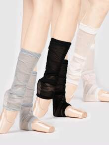 1/3/6 双装女士马镫式腿套，超薄透气叠层学院风芭蕾拉丁舞腿套，多功能修身及膝腿套，时尚简约设计，适合春夏穿着 - 彩色 - 查看 1