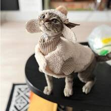 Warme Fleeceweste für Haustiere, Herbst/Winter, Druckknopfverschluss, Retro-Stil, geeignet für Devons, Siam, Cornish Rex, Abessinier Katzen - Aprikosenfarben - Übersicht 13