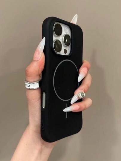 Luxury Glossy Fluorescent Liquid Silicone Phone Case For 17Promax/16Promax/15Promax/17Pro/ 17 Air 16 15 14 13 12 17 Pro Max Plus, With Magnetic Soft Case