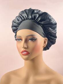 1件装缎面宽条纹弹力宽边纯色发帽睡眠帽女士睡帽 - 多色 - 查看 11