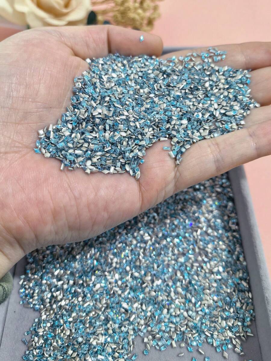 100 viên đá Zirconia mini đáy phẳng trang trí móng tay, nhiều hình dạng trái tim và vuông, màu xanh ngọc lam siêu sáng bóng. - cái hồ màu xanh - Xem 1