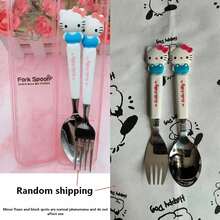 2pcs Sanrio Stainless Steel Portable Cutlery Set, Cute Cartoon Tableware Spoon Fork, Outdoor Travel Utensils - Multicolor - View 12