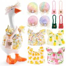 Desk Goose Clothes 7 Inches, Cute Mini Goose Summer Outfits Including Hat Dress And Bag Desk Goose Accessories - 多彩的 - 查看 1
