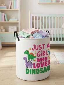 1个卡通恐龙图案可折叠圆形收纳篮，带提手，大容量多用途收纳箱，适用于婴儿房、尿布、衣物、玩具等收纳整理。 - 彩色 - 查看 17