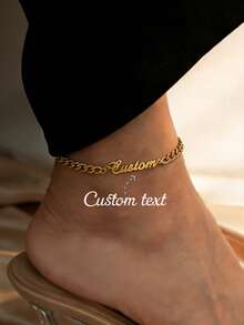 Cadena de playa personalizada 5NK, tobillera ajustable de acero inoxidable con letra de nombre personalizada, resistente al agua y a la decoloración, regalo para mujeres - Plateado - Ver 6