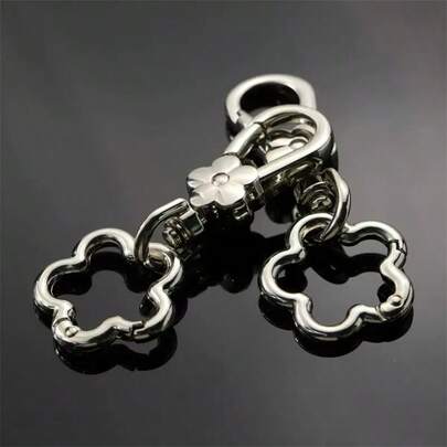 1个旋转花朵弹簧扣和圆尾扣 DIY钥匙扣包包配件吊坠，设计精美，易于按压