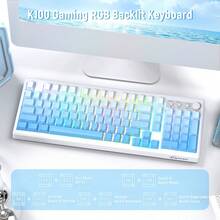 ATTACK SHARK ZIYOULANG K100 99 Keys Gaming Membrane Wireless Keyboard With Media Knob,Tri-Mode BT/2.4GHz/USB-C,Side Printed Keys RGB Backlit Retro Cute Creamy Silent Computer Keyboard 4000mAh - View 4