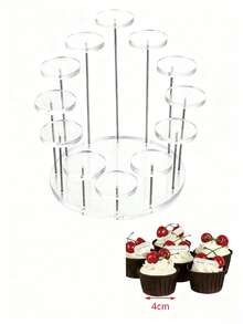 1pc Jewelry Display Stand, Acrylic Stepped Earring, Ring, Bracelet Holder Organizer - Multicolor - View 5