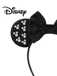 Disney 1pc Elegant Black Pearl Bow Headband, Party Decoration Hair Accessory, Suitable For Holidays, Festivals, Parties - Black - View 3