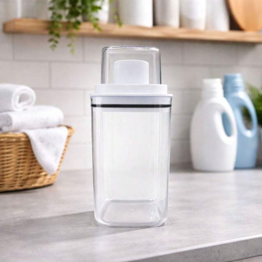 Acrylic Laundry Dispenser Organizer With Measuring Cup - Fabric Softener, Powder And Liquid Detergent, Stain Remover - No Writing - View 1