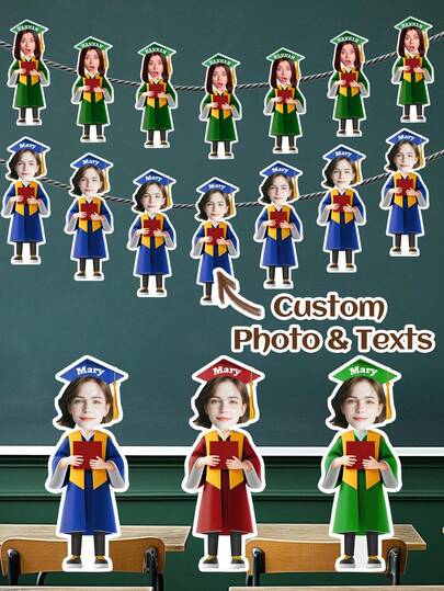 Bộ 7/14/21 chiếc banner chụp ảnh kỷ niệm tốt nghiệp theo yêu cầu, vòng hoa chúc mừng tốt nghiệp vui nhộn, dây cờ trang trí ảnh tốt nghiệp cá nhân hóa, phù hợp cho tiệc tốt nghiệp, họp mặt, trang trí chụp ảnh kỷ niệm, trang trí tiệc mùa tốt nghiệp.