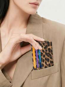 1pc Printed Multi-Card Slot Fashion Unisex Card Holder Leopard Print Valentine's Day Leopard Cheetah Print Card Case Card Wallet Name Card Holder Credit Card Holder Mini Wallet Card Pouch For Women Small Wallet Photo Card Holder - Multicolor - View 2
