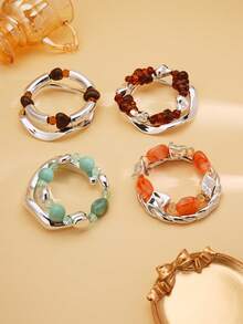Set de 2 pulseras casuales y versátiles de forma asimétrica para niñas - Unitalla - Ver 2