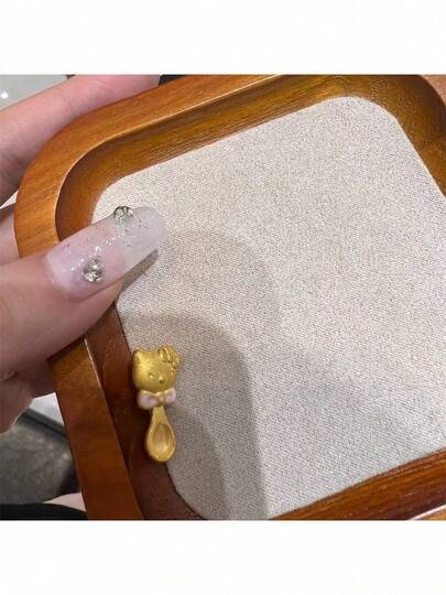 SANRIO Hello Kitty 猫咪勺子吊坠项链，粉色蝴蝶结 KT 猫咪配饰（由于拍摄和生产过程中的光线原因，产品可能存在色差或污渍，但不影响正常使用。欢迎购买。）