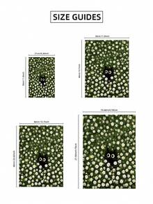 1幅无框黑猫从白色雏菊花丛中窥视的艺术印刷品，充满奇思妙想的田园风海报，适用于卧室、宿舍、客厅装饰，返校季，趣味海报，礼物 - 黑貓 - 查看 8