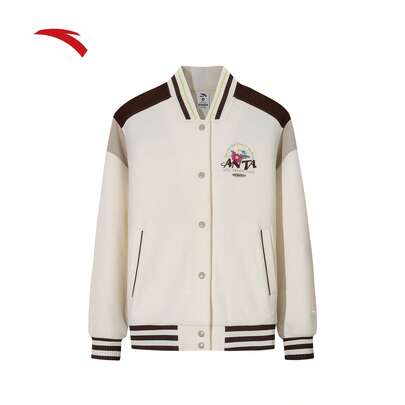  Áo khoác bóng chày phong cách retro Anta, áo khoác ngoài dáng rộng thoải mái mới cho nữ mùa xuân, 162618714S