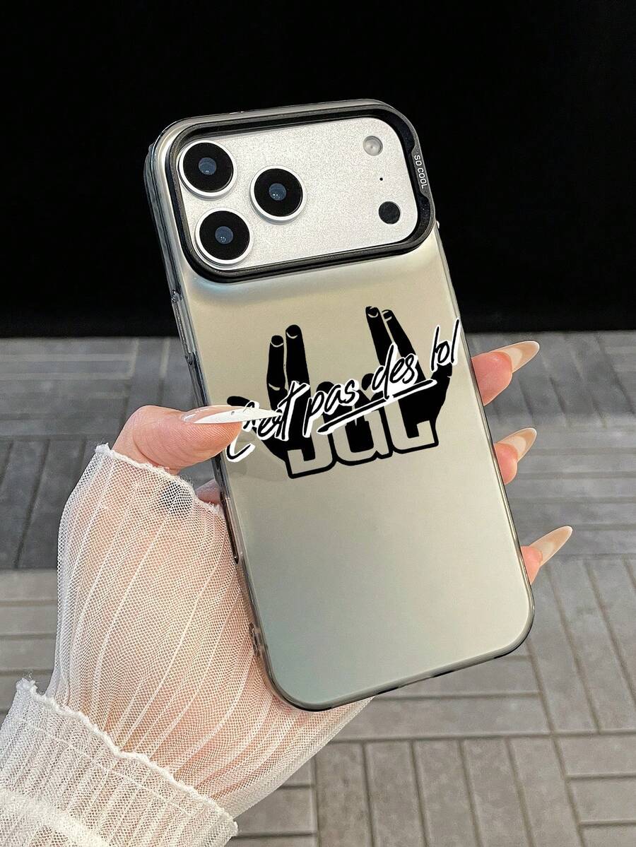 Street Hip-Hop Gesture Symbol Rapper JuL C'est Pas Des Lol Print Daily Use Black Phone Case, Shockproof Matte Back, Full Coverage Hard Protective Shell For Samsung Galaxy, Compatible With IPhone Case & Galaxy Case, Phone Case For 17 / 17 Air / 17 Pro / 17 Pro Max, Galaxy S25 / A56 5G / A55 5G / A36 / A16, Compatible With IPhone 18 Pro, Compatible With IPhone 18 Pro Max - Black - View 1