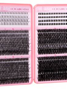 SEXYSHEEP 720 piezas Pestañas postizas en racimo, Kit de extensión de pestañas DIY que incluye adhesivo, removedor, pinzas, pestañas naturales suaves y mixtas, crea maquillaje de ojos 3D, adecuado para DIY en casa, viajes, viajes diarios, fiestas, novia de boda - Negro - Ver 6