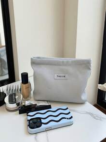 1 Piece Spring And Summer New Design Mesh-Feel Makeup Bag Large Capacity Water And Lotion Cosmetics Lipstick Foundation Organizer Bag Portable Handheld Bag - White Gauze Handbag - View 2