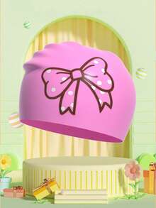 儿童硅胶蝴蝶结泳帽，适合3-15岁儿童，宽松舒适 - 粉色 - 查看 6