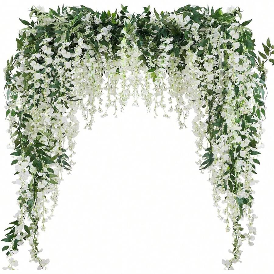 1/3 piezas Guirnalda de Glicinia Artificial Blanca, Adecuada para Arco de Boda, Fiesta de Jardín, Decoración del Hogar, Regalo de Pascua, Decoración de Boda, Embellecimiento de Habitación, Decoración del Hogar, Día de San Valentín, Regalo de Cumpleaños, Regalo de Graduación, etc. - Blanco - Ver 1