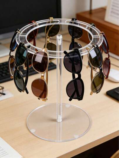 1 Giá đỡ trưng bày kính mắt thời trang bằng acrylic xoay 360 độ, giá để kính mắt để bàn (trong suốt)