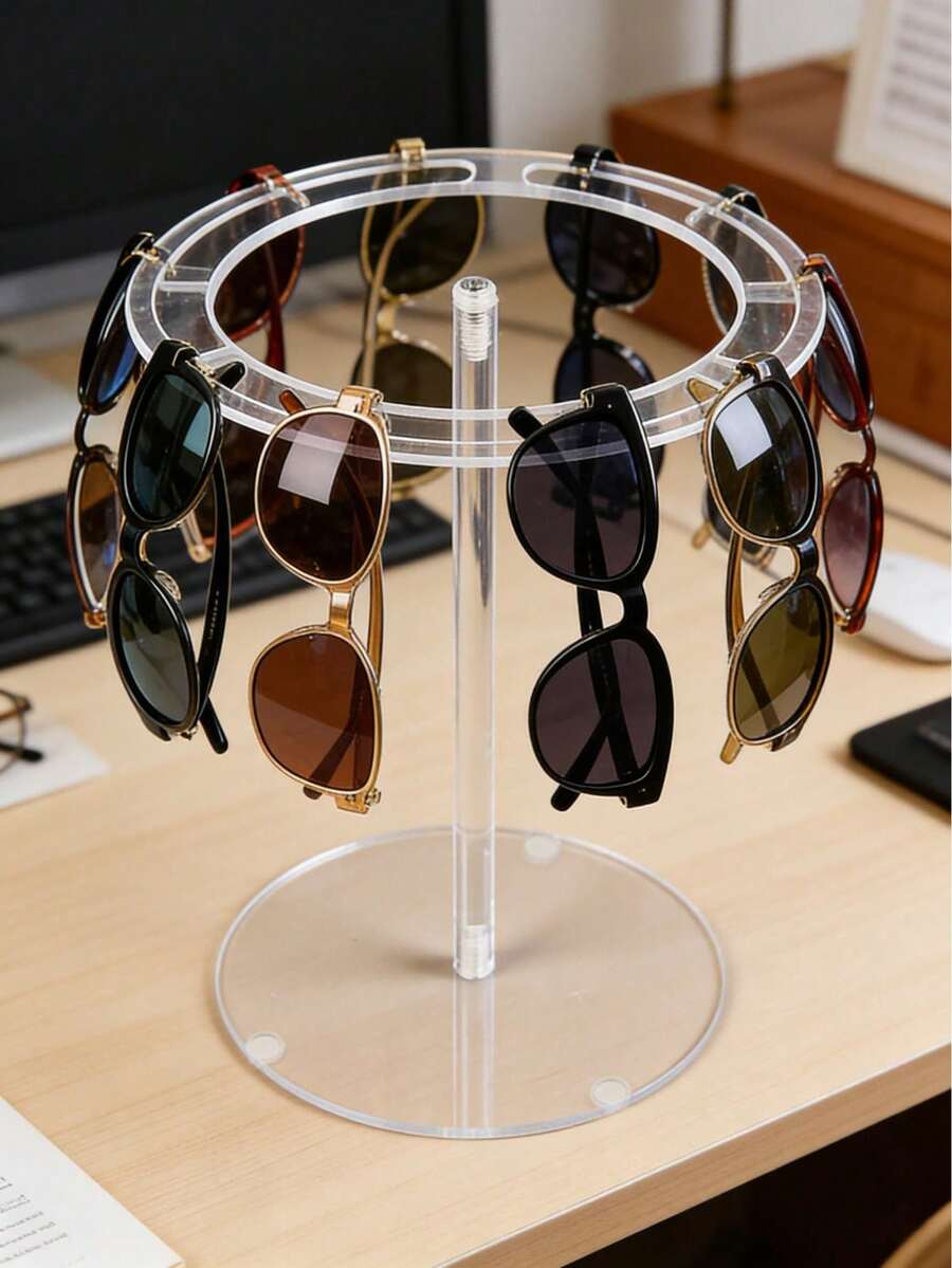 1 Giá đỡ trưng bày kính mắt thời trang bằng acrylic xoay 360 độ, giá để kính mắt để bàn (trong suốt) - Trong sáng - Xem 1