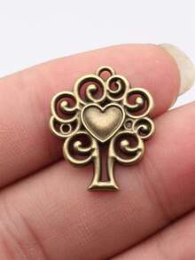 10pcs 23x20mm Hollow Out Heart Tree Pendant Pendant For DIY Jewelry Making Necklace Keychain Phone Chain Bracelet Making Accessories Handmade Craft Making Findings - Love Tree - View 5