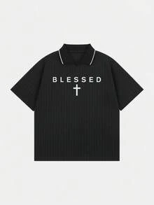 Zrgoth Men's Casual Versatile Minimalist Short Sleeve Polo Shirt - Black - View 3