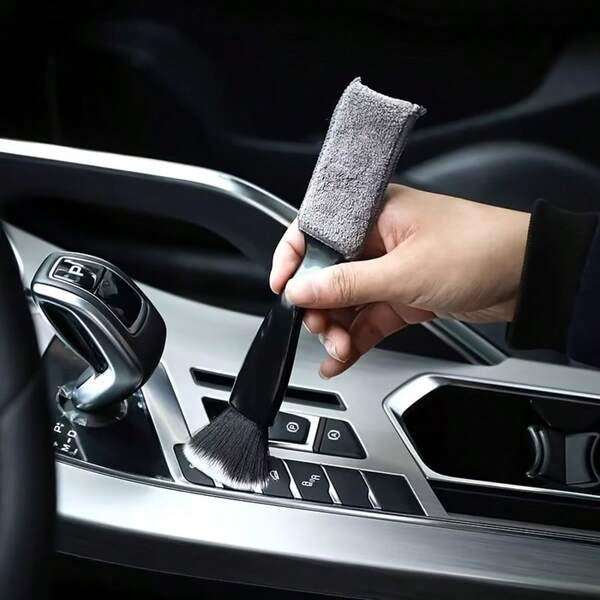 Cepillo de detallado del interior del coche - Herramienta de limpieza de cerdas suaves adecuada para salpicaderos, rejillas y grietas - No se requieren baterías, cepillo de polvo de plástico para el detallado del coche, limpiador del interior del vehículo | Cepillo con mango de moda | Cepillo de cerdas de plástico, accesorios para el coche, regalos de Navidad