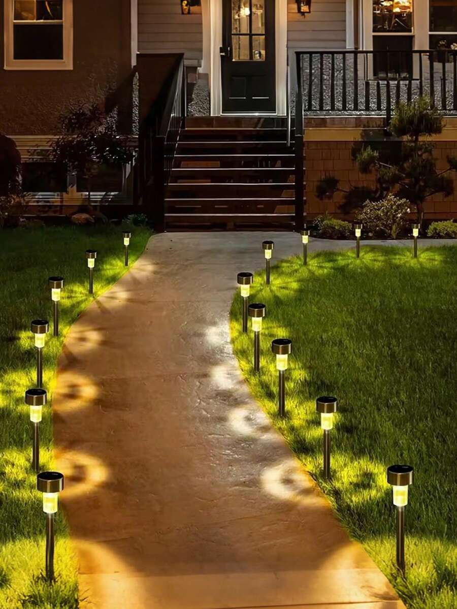 Solar Path Lights, Yard Ground Lights, LED Deck Spike Lights, Solar Deck Lights For Yard, Waterproof ABS Solar Lights For Roadside Decor